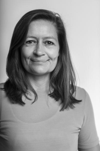 Portrait photo in black/white of Nanna Margrethe Krusaa 2021