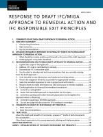 Front page of submission on IFC MIGA Approach to Remedial Action