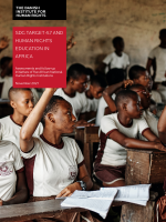 Cover of the SDG Target 4.7 and Human Rights Education in Africa publication, showing a classroom in Uganda