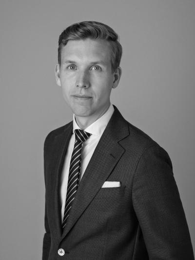Portrait of Rasmus Brygger in black and white