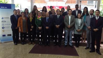Photo of representatives from NHRIs in the Americas who meet in Bogota for a business and human rights workshop.
