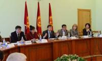 Mr. Erkinbek Alymbekov speaking at the Human Rights Committee of Parliament in Kyrgyzstan 