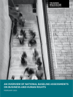 Cover of publication. Black and white image of people moving up and down staircase, seen from above