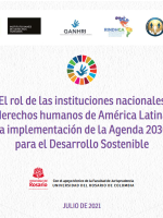 Cover of the report: "El rol de las instituciones nacionales de derechos humanos de América Latina en la implementación de la Agenda 2030 para el Desarrollo Sostenible"
